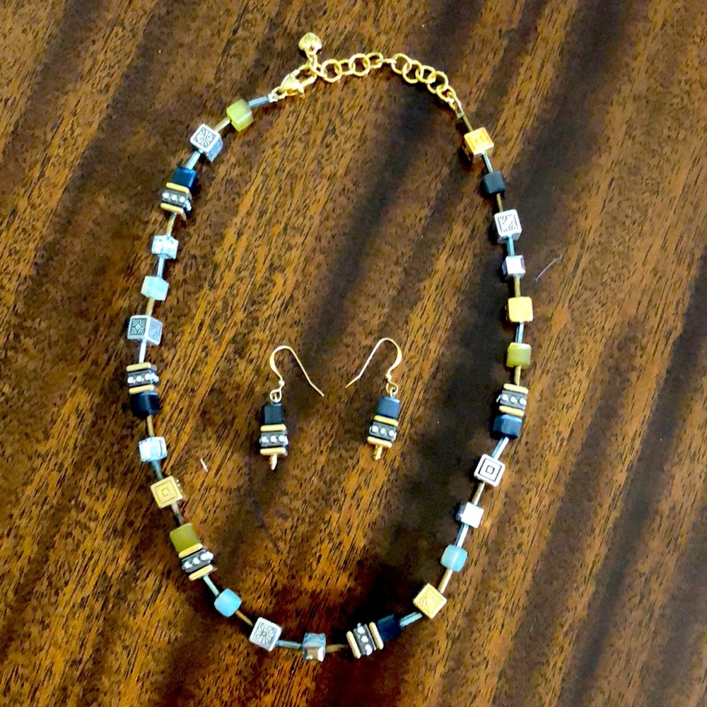 Rare and retired Brighton SILENT CODE choker necklace and earrings